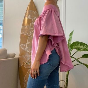 Free People Off The Shoulder Pink Sweater Blouse